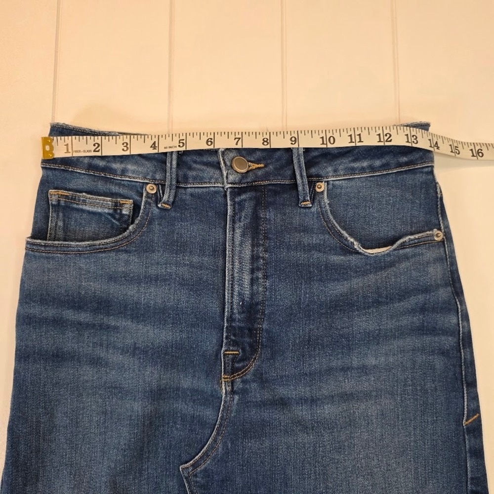 Good American Size 8 / 29 Denim Midi Skirt Blue Slit Front High Rise GSFMS014 - Picture 7 of 10
